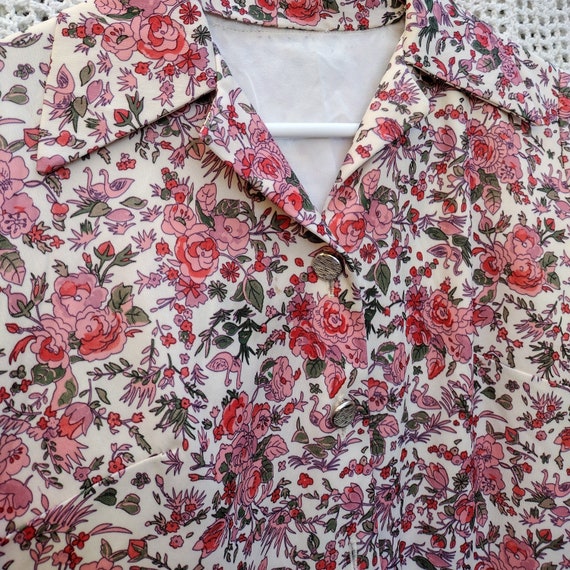 70s Floral Jacket Summer Vintage Pink Green Flora… - image 6