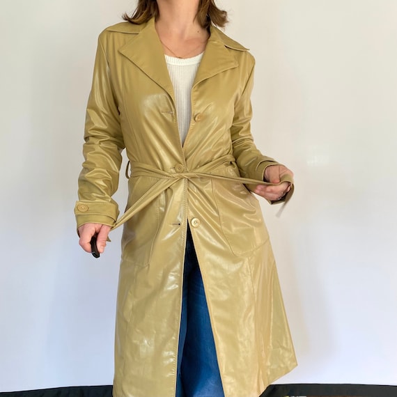 Y2k Tan Trench Coat Vintage Paris Blues Jacket Y2k