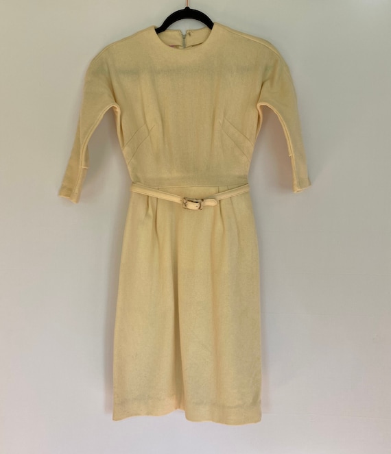 50s Wool Wiggle Dress Vintage Cream Wiggle Dress N