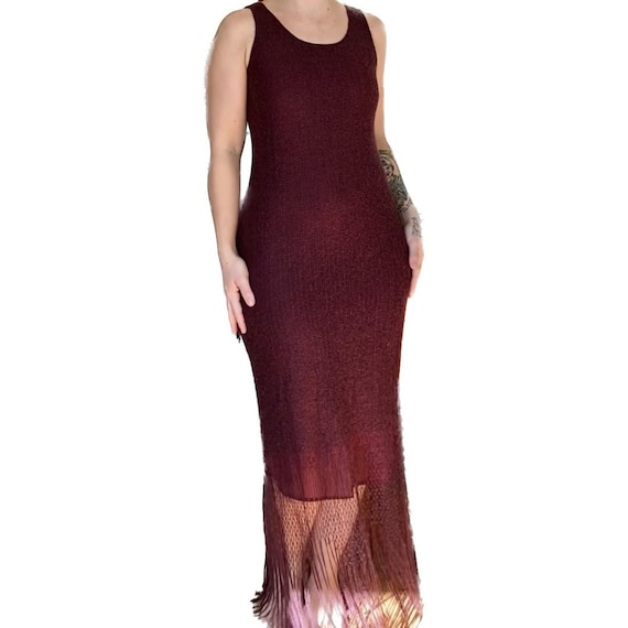 90s Deadstock Mohair Knit Dress Vintage Mohair Dress and Sweater Set 90s David Dart Dress Vintage Burgundy Knit Dress with Matching Sweater