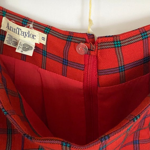 80s Plaid Skirt Vintage Wool Skirt Red Plaid Skir… - image 7