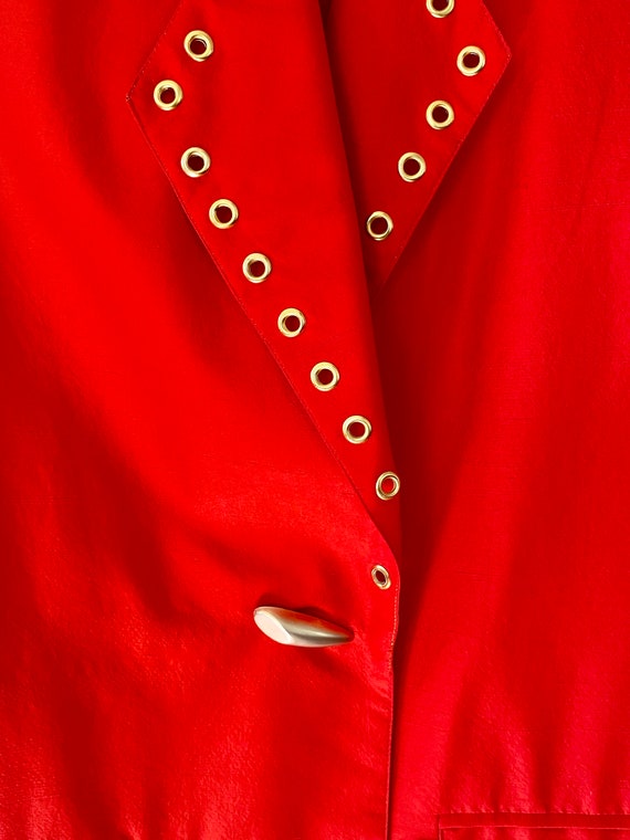 80s Red Silk Jacket Vintage Silk Blazer Red and G… - image 7