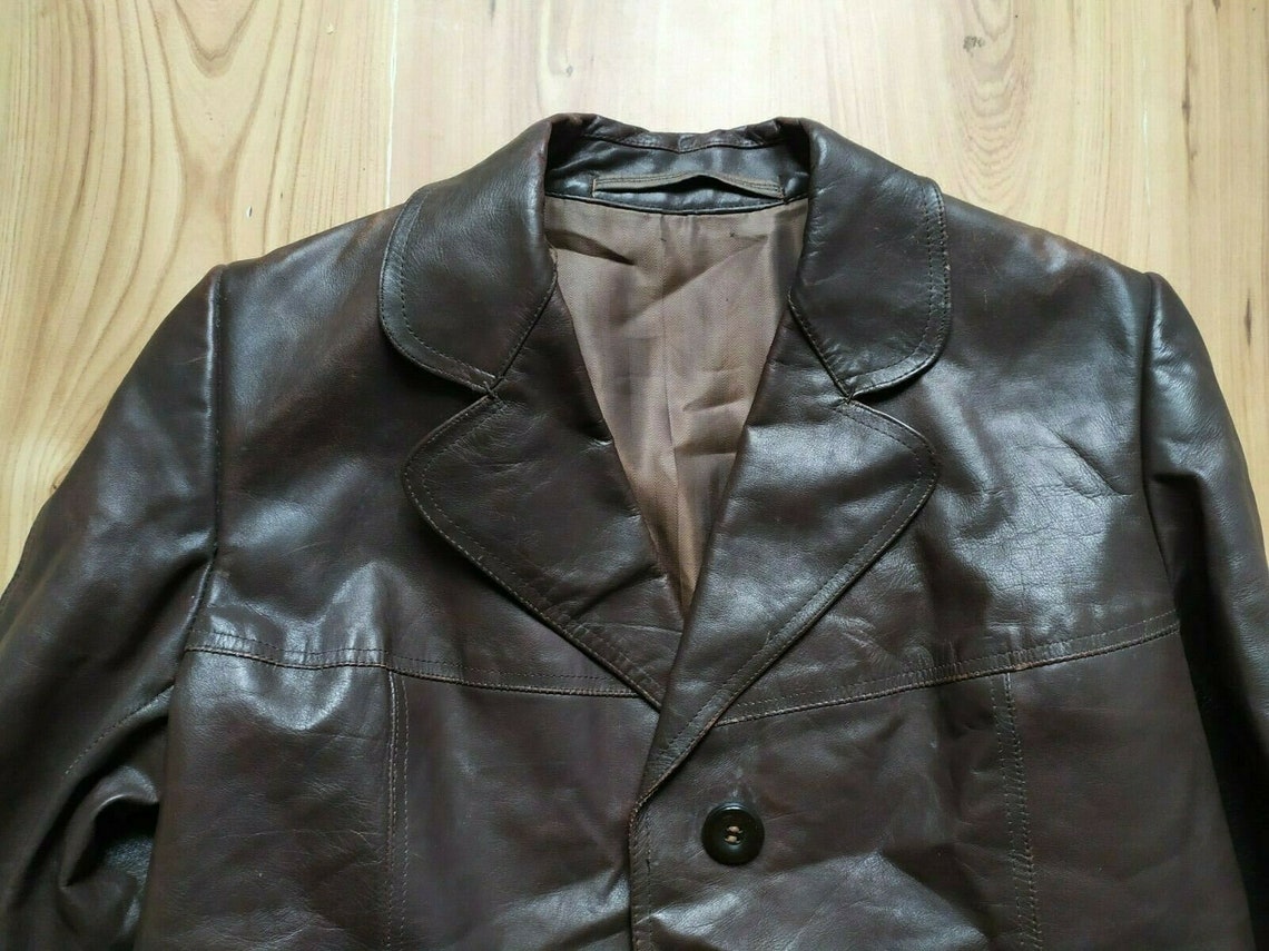 Vintage Soviet Military Uniform Leather Trench Coat KGB | Etsy