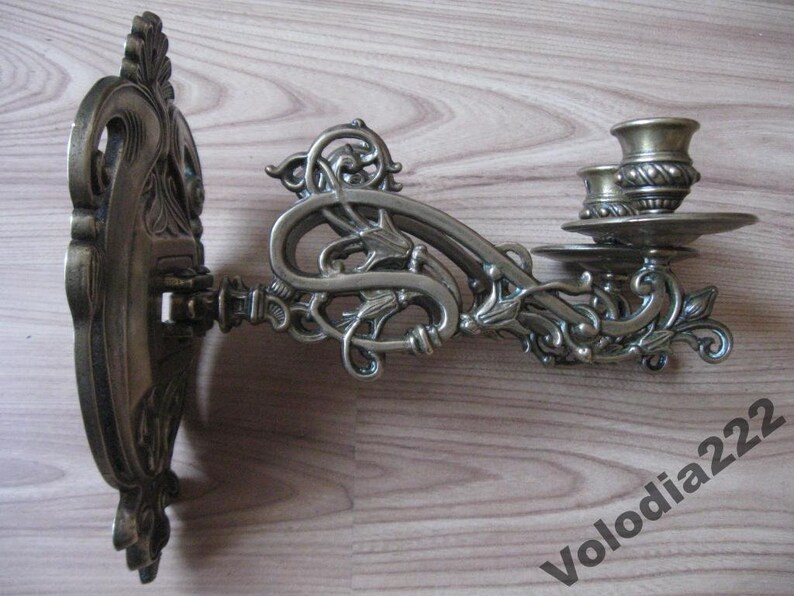 Vintage wall Candle Candlestick Holders 2 Decorative Bronze Etsy