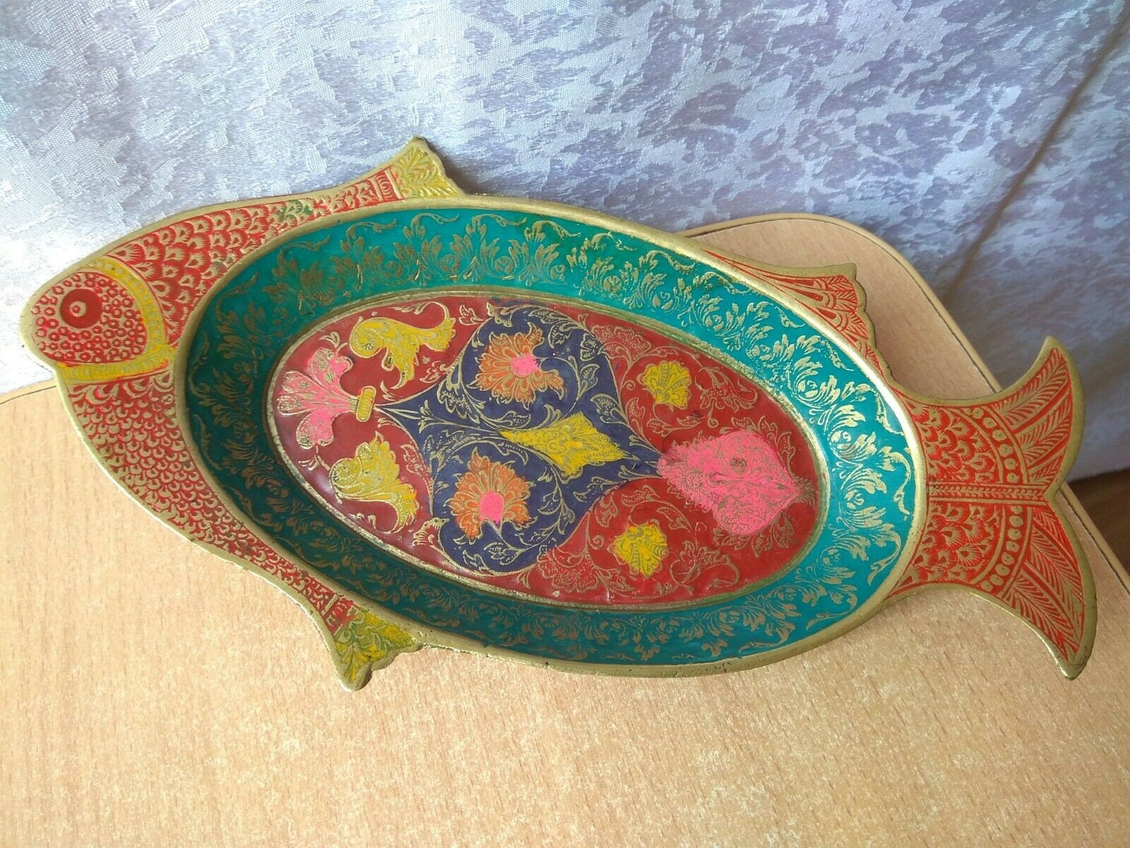 Vintage Bronze Plate Inlaid Design Decorative India Hand Etsy