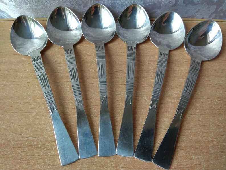 RARE Vintage silver plated old set 6 spoons Melchior SOVIET USSR Kitchenware