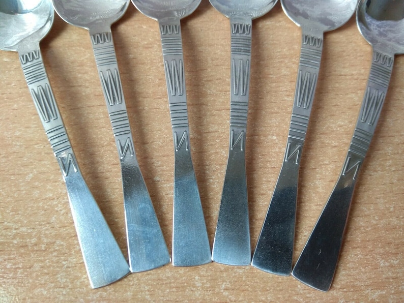 RARE Vintage silver plated old set 6 spoons Melchior SOVIET USSR Kitchenware