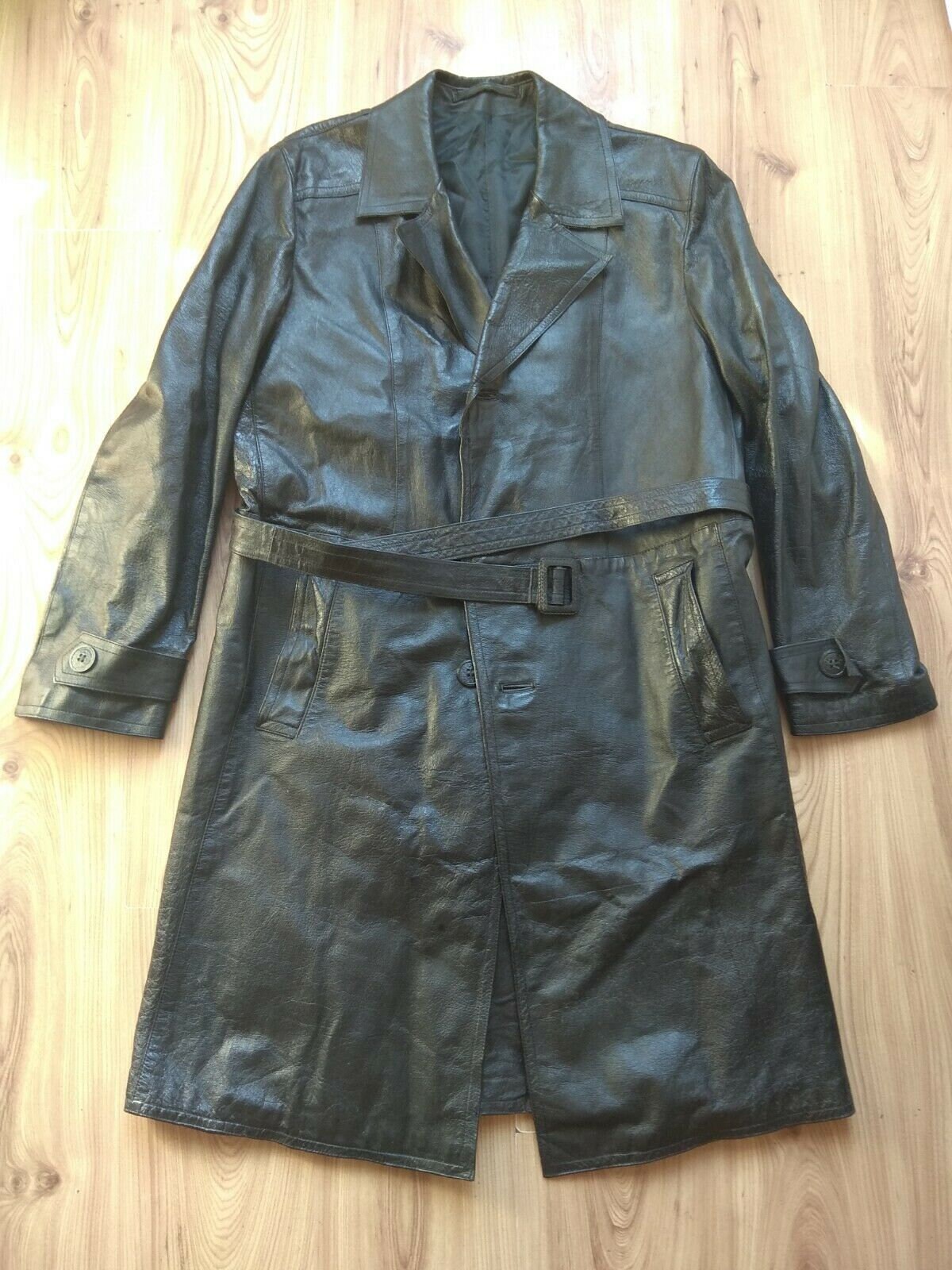 Vintage Soviet Military Uniform Leather Trench Coat KGB | Etsy