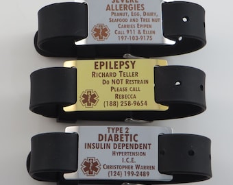 Custom Engraved Medical Alert Bracelet Gold or Silver - we speak for you in emergencies