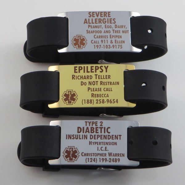 Custom Engraved Medical Alert Bracelet Gold or Silver - we speak for you in emergencies