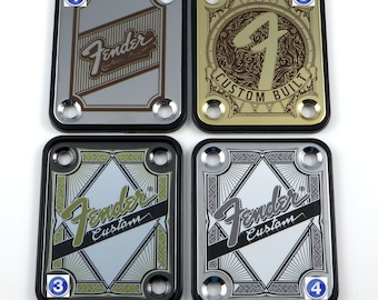 Engraved Guitar Neck Plate: Custom Fender Style, Silver, Gold, or Black