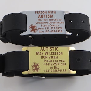 Custom Engraved Autism Autistic Asperger's Bracelet Gold or Silver - we speak for you in emergencies