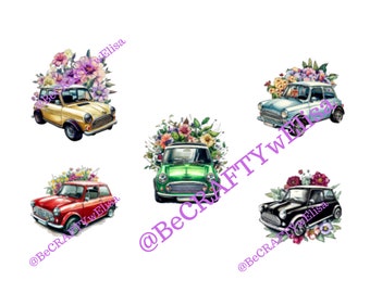 Stickers Mini coopers classics floral stickers I planner stickers I cars