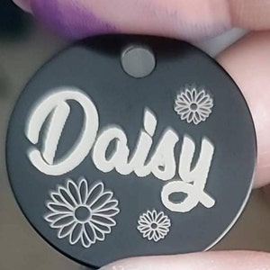 Laser engraved Circle pet id tags, cat, dogs, personalized, customized tags.