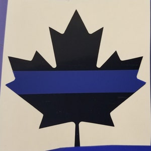 Canadian Thin blue line leaf decal. Law enforcement. EMS. Dispatchers. Corrections. Permanent high quality decal.