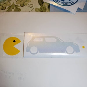 Decal MINI chasing down pacman decal. vinyl decal for laptops I tumbler I Autos
