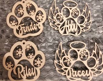 Pet personalized wooden holiday ornaments