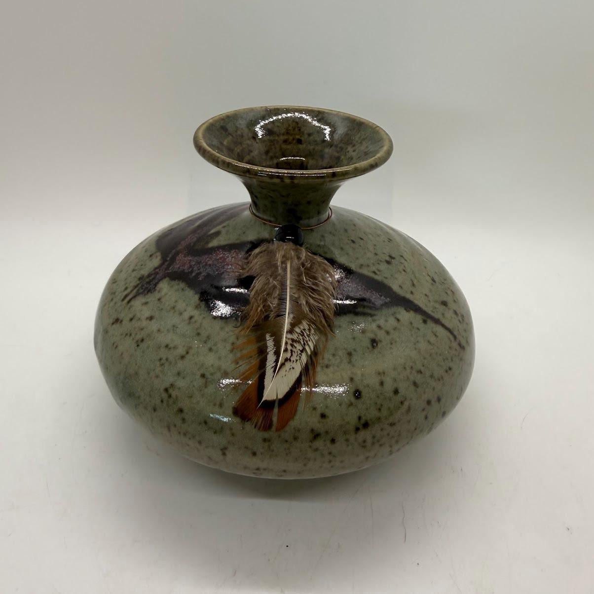 Roger Butler Feather River Pottery Oil Lamp Candle Bud Vase Weed Pot Signed 4