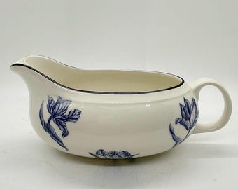 Royal Stafford Tulipa Blue Trim Floral Tulip Transferware Gravy Made in England