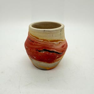 Vintage Nemadji Indian River Pottery Small Bud Vase Sunset Swirl Toothpick 2.6"