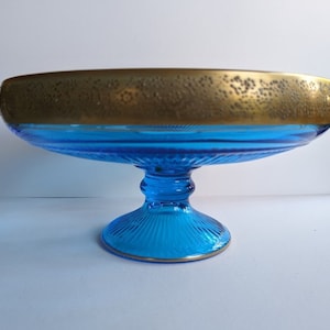 Vintage Diamond Glass Co. Console Bowl Blue