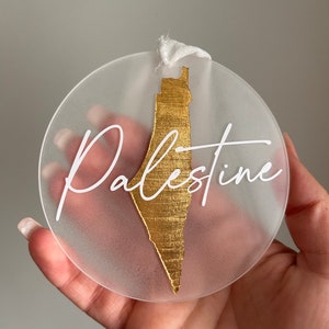 Palestine Gold foil map ornament, Christmas tree, Holidays, baby shower, wedding, baptism gift/favour, home, family, souvenir, keepsake