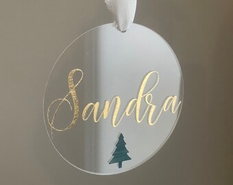 Personalized ornament with/without hand painted tree option, baby shower gift, baby, birthday gift, favours, Christmas tree, ornament, charm