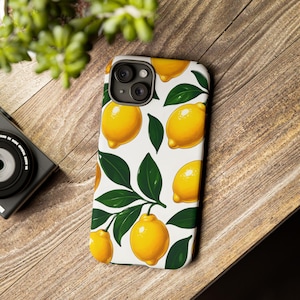 Phone Cases, Lemon Print Design, Protective Cover, Hard Shell Case, iPhone Samsung Galaxy, Fruit Pattern Accessories