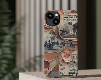 ヴィンテージウエスタンカウガールスマホケース：ロデオフローラルカード収納