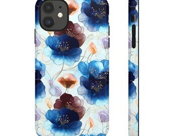 Stoere hoesjes, telefoonhoesje met bloemen, ontwerp met paarse bloemen, cadeau voor haar, beschermende smartphonehoes
