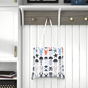 Beach Vibes Schultertasche, Strandtasche, Meeresbewohner, Quallen, Sommer, Strandtasche, Urlaubstasche, Ocean Lover Beach Tote, Urlaubstasche,