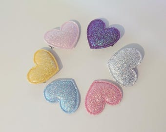 Spinki do włosów z brokatowym serduszkiem - inspirowane stylem lolita, egl, fairy kei