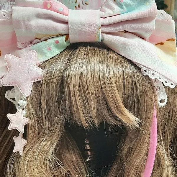 Barrette à cheveux triple étoile - lolita, fairy kei, decora, inspiré de la mode