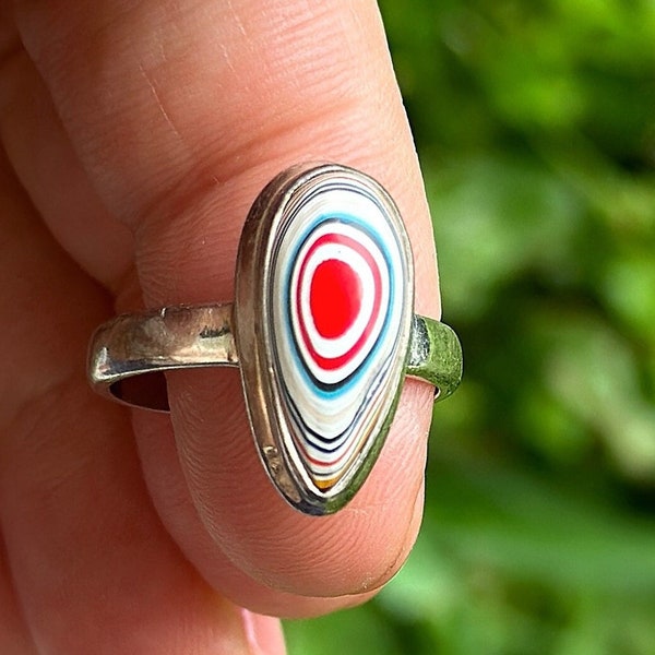 Size 6 3/4,  Fordite, Detroit Agate, Sterling Silver, Ring