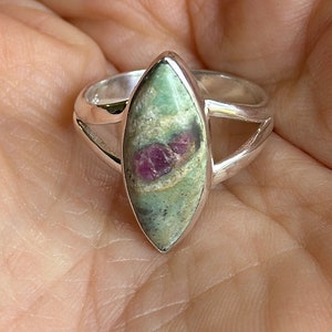 Ruby In Fuchsite, Sterling Silver, Size 7 1/2, Ruby Ring