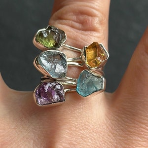 Citrine Peridot Amethyst Ring: Sterling Silver Gemstone Jewelry, Size 6.5