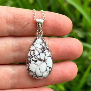 Wild Horse,  Sterling Silver, Pendant, White Magnesite, Jasper, Necklace