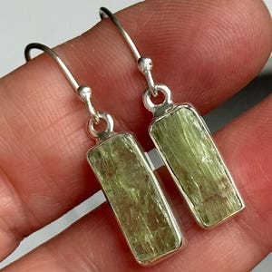 Green Kyanite Dangle Earrings: Sterling Silver Gemstone Jewelry