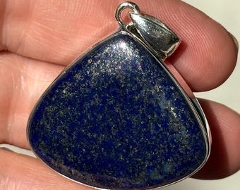 Lapis Lazuli Teardrop Pendant: 925 Sterling Silver Bezel-Set Necklace