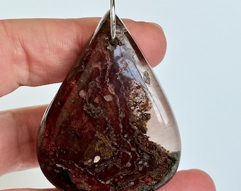 XL Natural Garden Quartz, Lodolite, Necklace, 925  Sterling Silver, Phantom Quartz Pendant