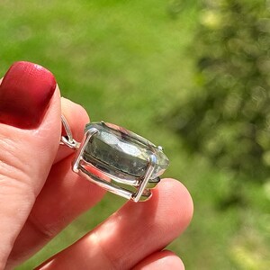 Green Faceted Fluorite Pendant, 925 Sterling Silver image 7
