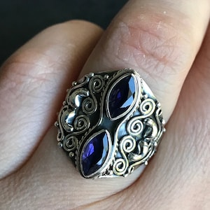 Natural Iolite  sterling silver ring size 7