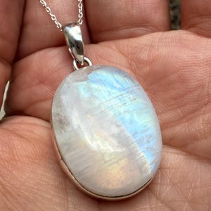 White Moonstone, In Sterling Silver, Moonstone Pendant, Moonstone Necklace, Small Moonstone, Silver Chain