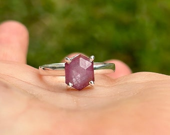 Robijn, sterlingzilver, ring