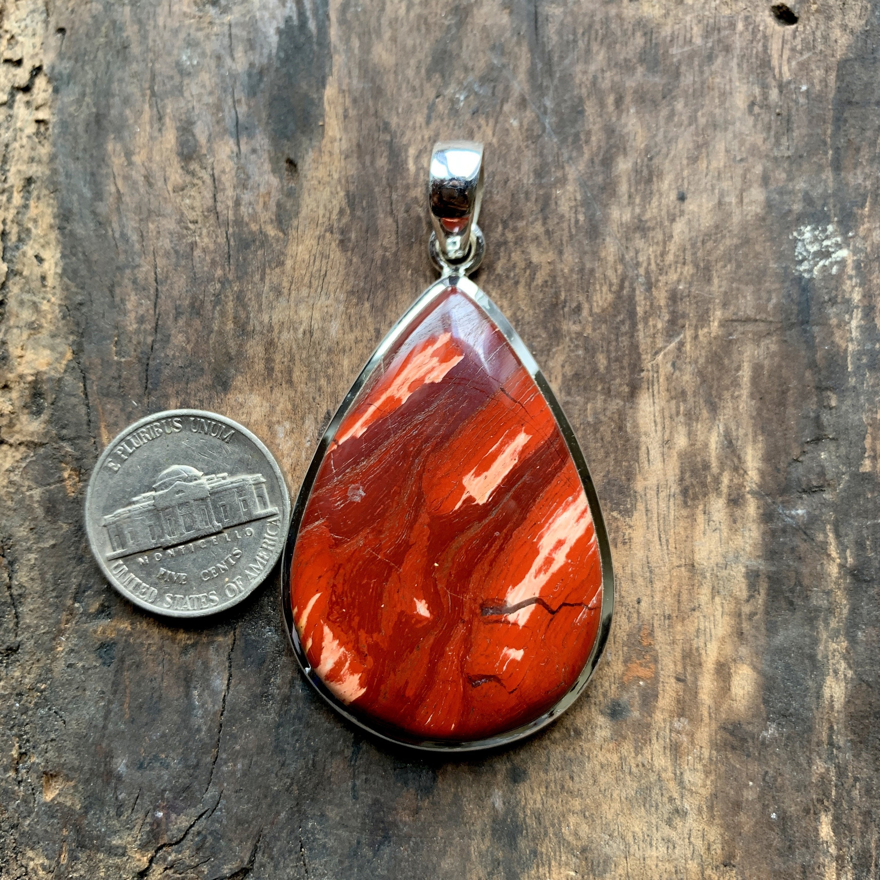 Snakeskin Jasper Pendant, 925 Sterling Silver, Natural Gemstone