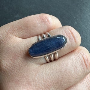 Natural Blue Kyanite 925 Solid Sterling Silver Ring Size 8