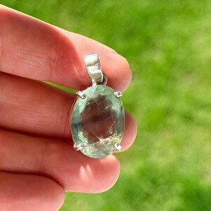 Green Faceted Fluorite Pendant, 925 Sterling Silver image 5