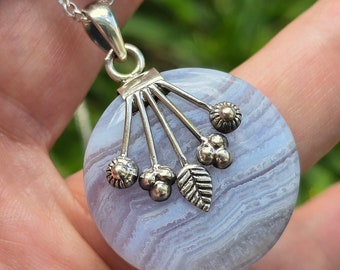 Équilibre des chakras ! Guérison émotionnelle ! Collier, Collier, Dentelle bleue, Agate, Argent sterling