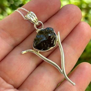 Shungite Pendant, Russian Shungite, Sterling Silver Pendant, Black Stone Necklace, Lightweight Jewelry, Natural Gemstone Pendant