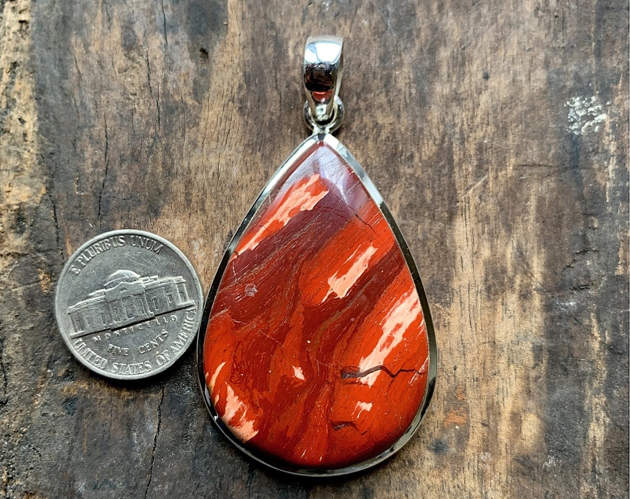 Snakeskin Jasper Pendant, 925 Sterling Silver, Natural Gemstone